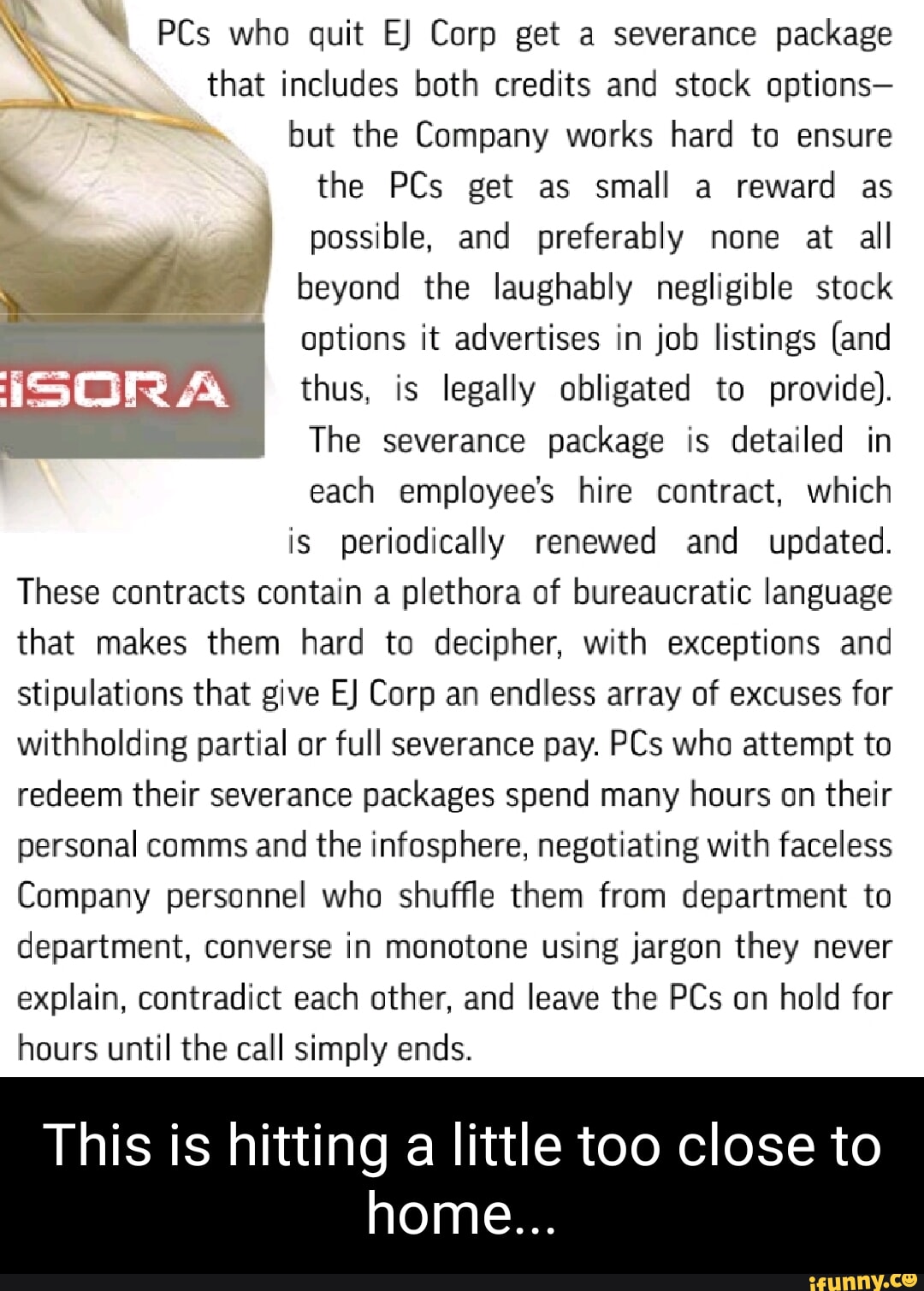 PCs who quit EJ Corp get a severance package that includes both credits