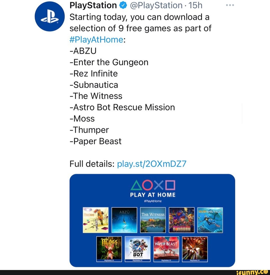 PlayStation @ @PlayStation - Starting today, you can download a selection  of 9 free games as part of #