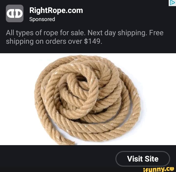 All types of rope for sale. Next day shipping. Free shipping on