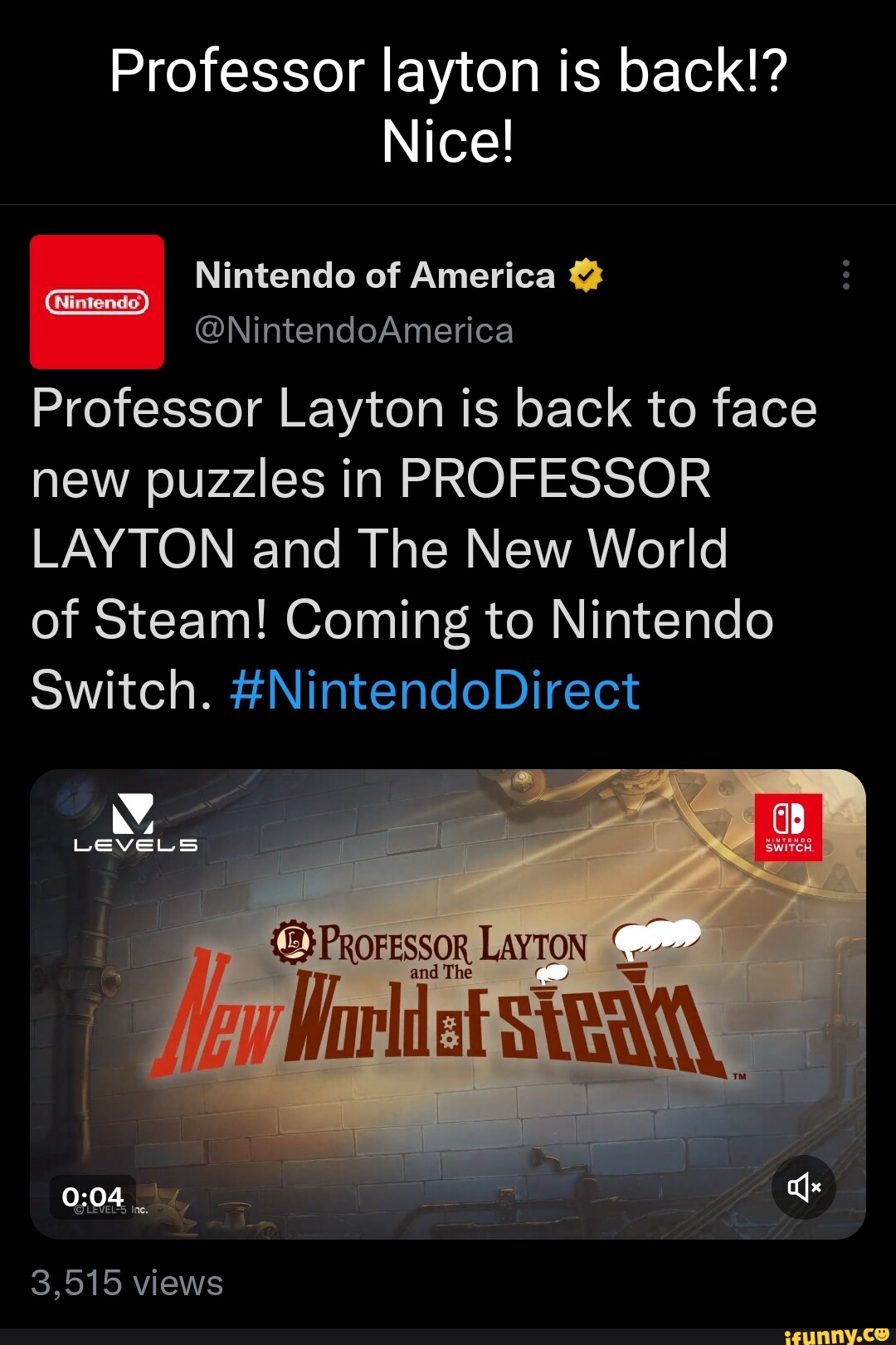 PROFESSOR LAYTON and The New World of Steam - Nintendo