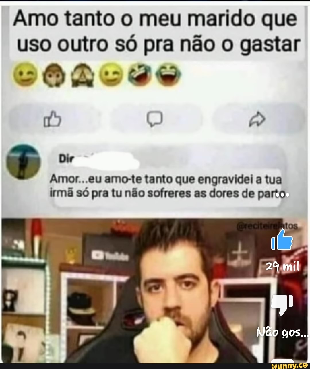 Amo tanto o meu marido que uso outro só pra não o gastar Dir Amor...eu