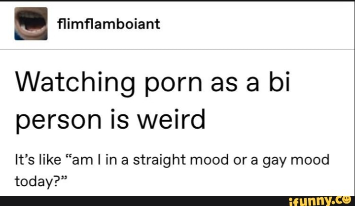 Flimflamboiant Watching porn as a bi person is weird It's like \
