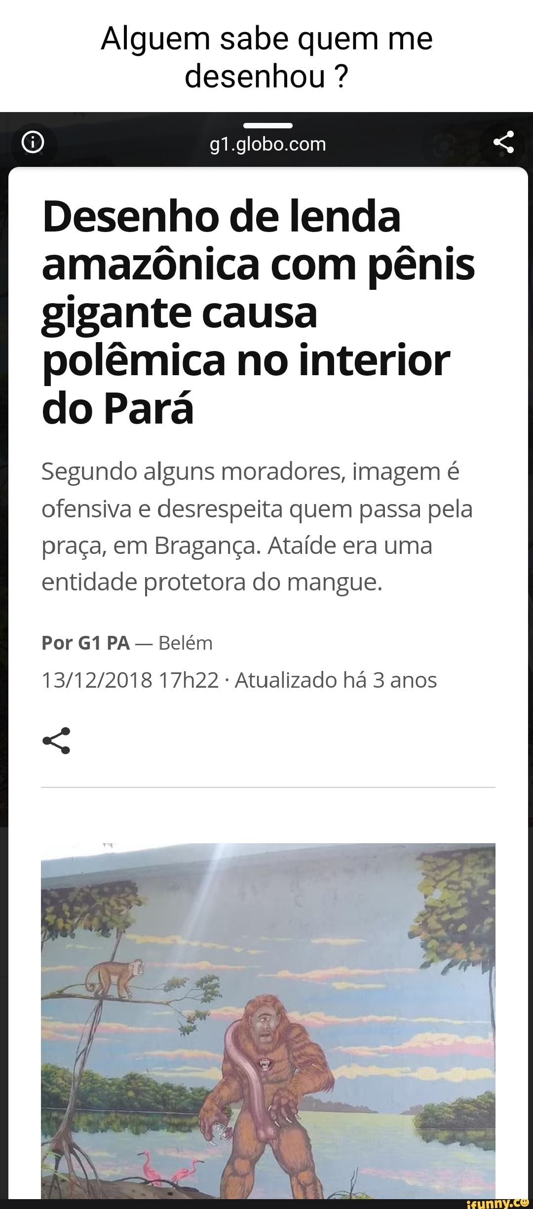 Alguem sabe quem me desenhou ? Desenho de lenda amazônica com pênis gigante  causa polêmica no interior