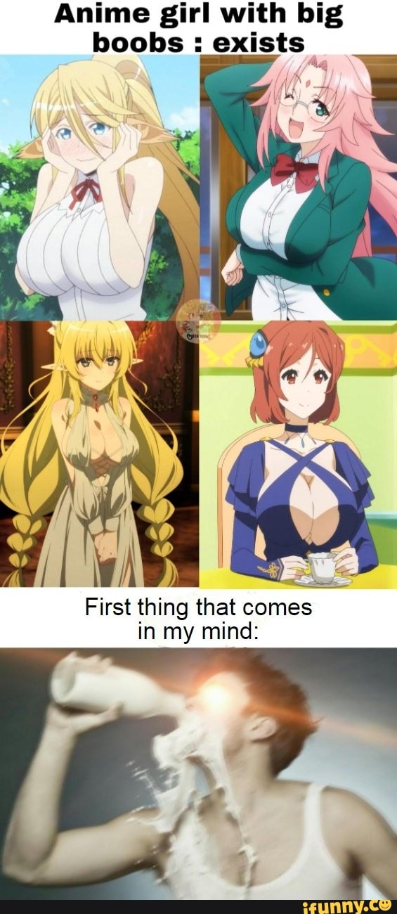 A boob in the hand is worth two in the brain : r/Animemes