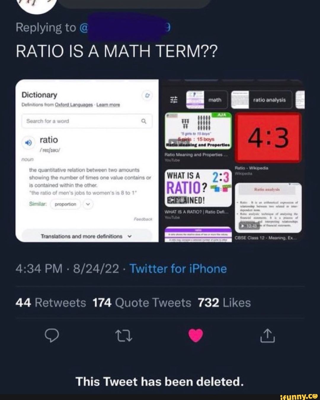 What does ratio mean deals on twitter