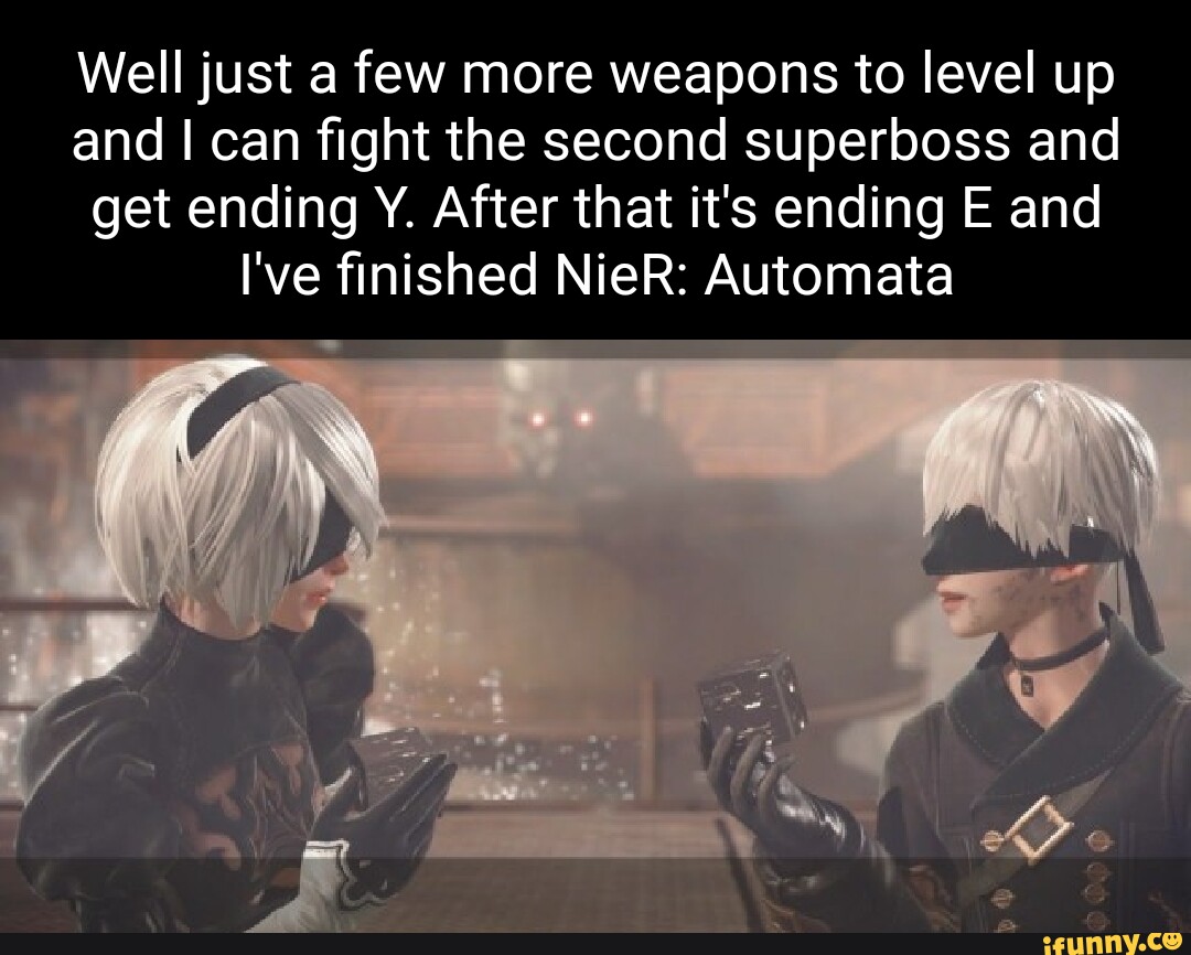 Gotta love the melee weapons. Trying to Make a meme out of every line from  Nier Automata (Part 100) : r/nier