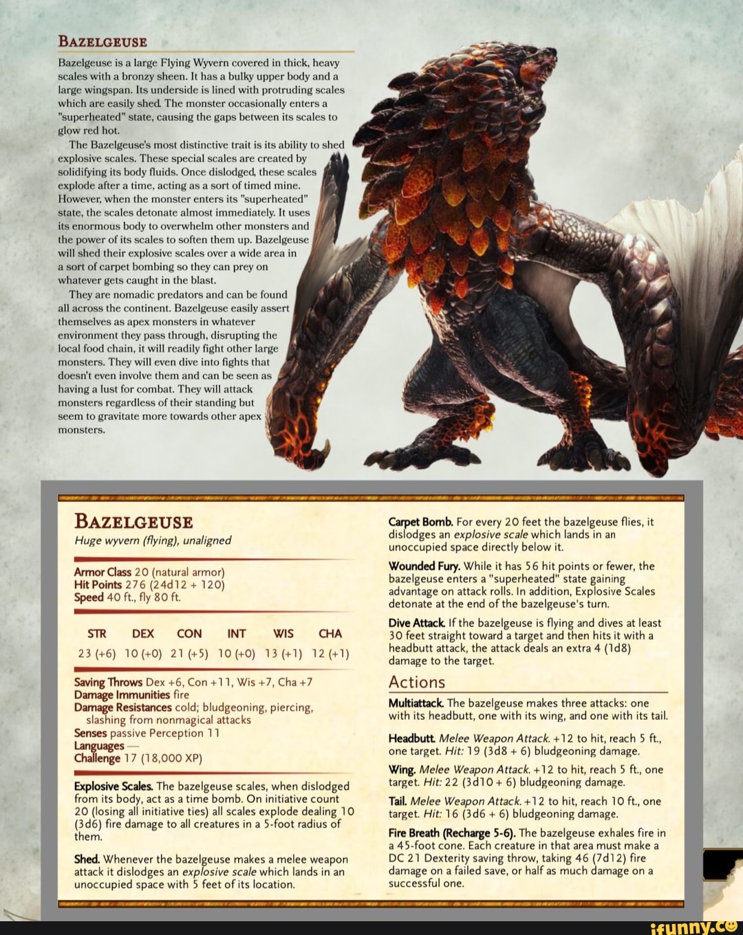 BAZELGEUSE Bazelgeuse is a large Flying Wyvern covered in thick, heavy ...