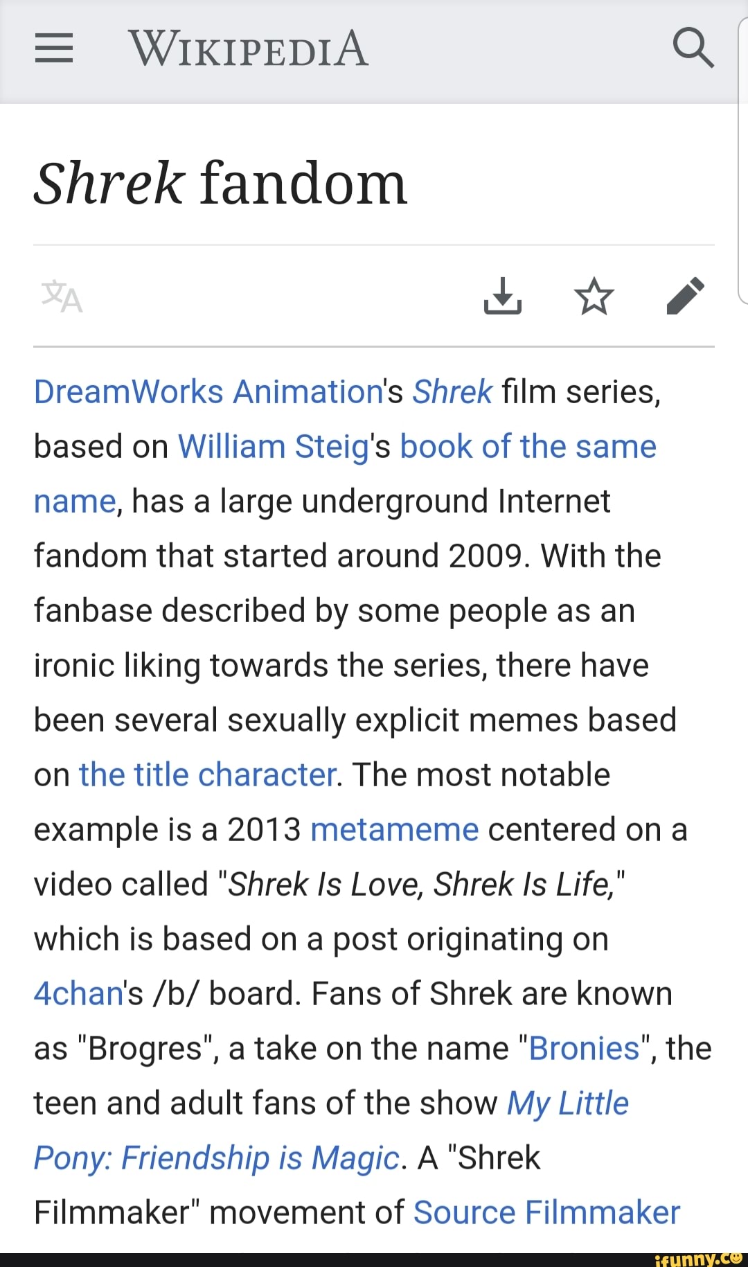 Shrek, Meme yeet Wiki