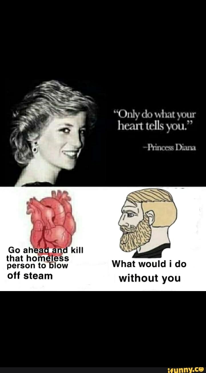 Only do what your heart tells you. Princess Diana Go person that to Blow  What would i do off steam without you - iFunny Brazil