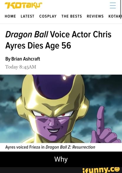 Chris Ayres, Actor Known As Frieza in 'Dragon Ball' Voice, Dies at 56