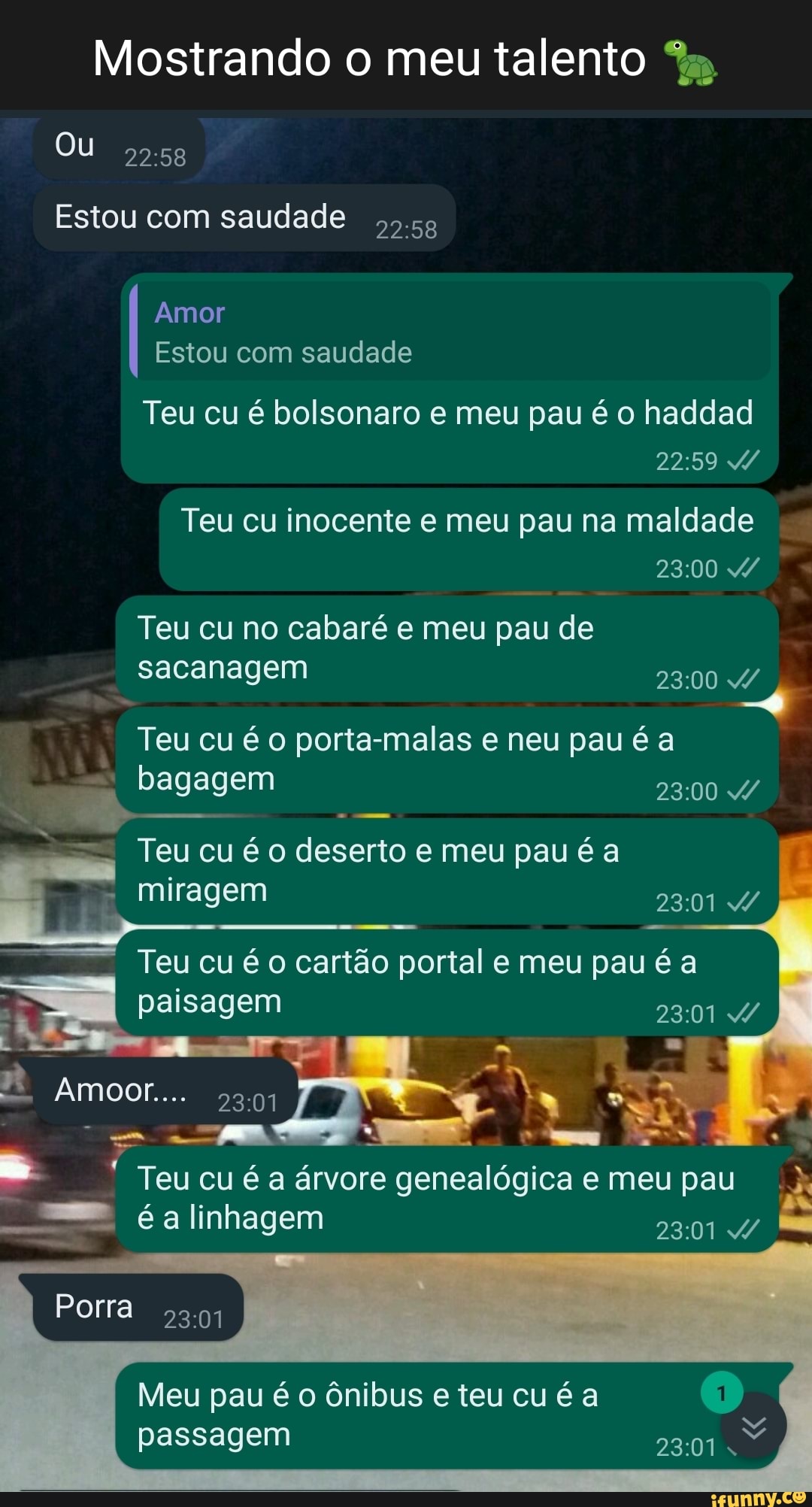 Mostrando o meu talento %a Ou Estou com saudade 5.55 Amor Estou com saudade  Teu