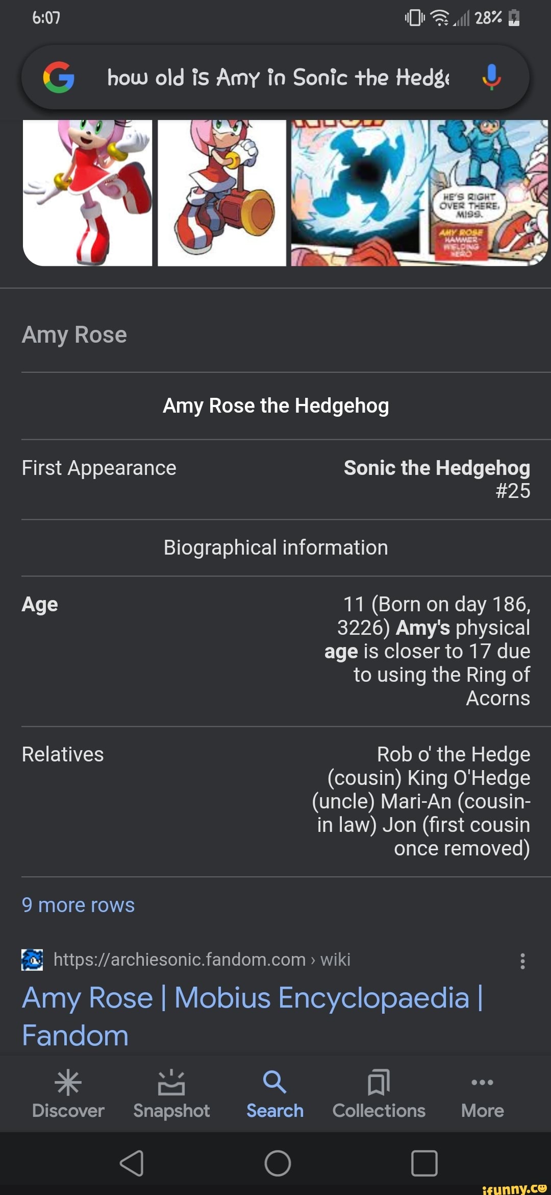 28% how old is Amy in Sonic the Hedg. Amy Rose Amy Rose the Hedgehog