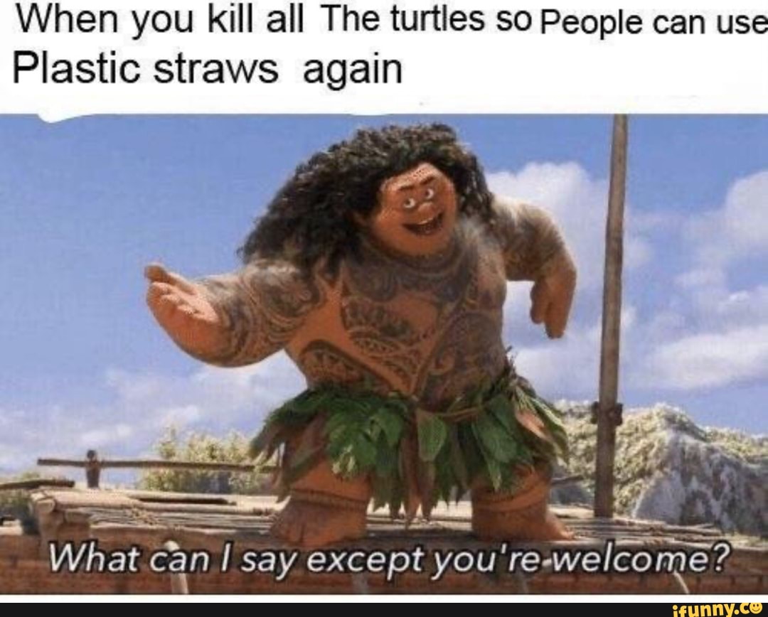 When you kill all The turtles so People can use Plastic straws again