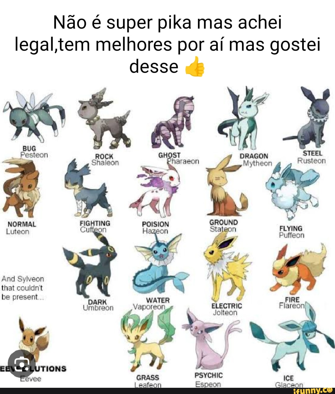 Melhores evoluções do eevee feitas por fãs - iFunny Brazil