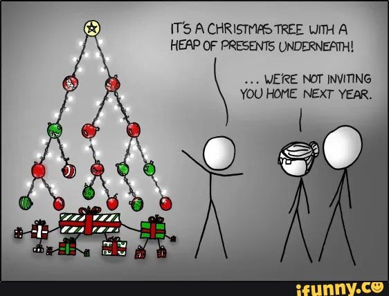 ITS ACHRISTMAS TREE WITH A HEAP OF PRESENTS UNDERNEATH! YOU WERE NOT