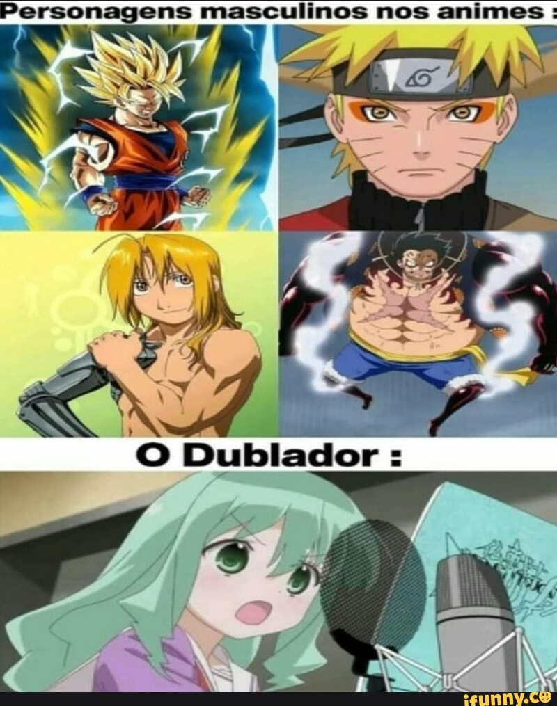 Personagens masculinos nos animes - iFunny Brazil