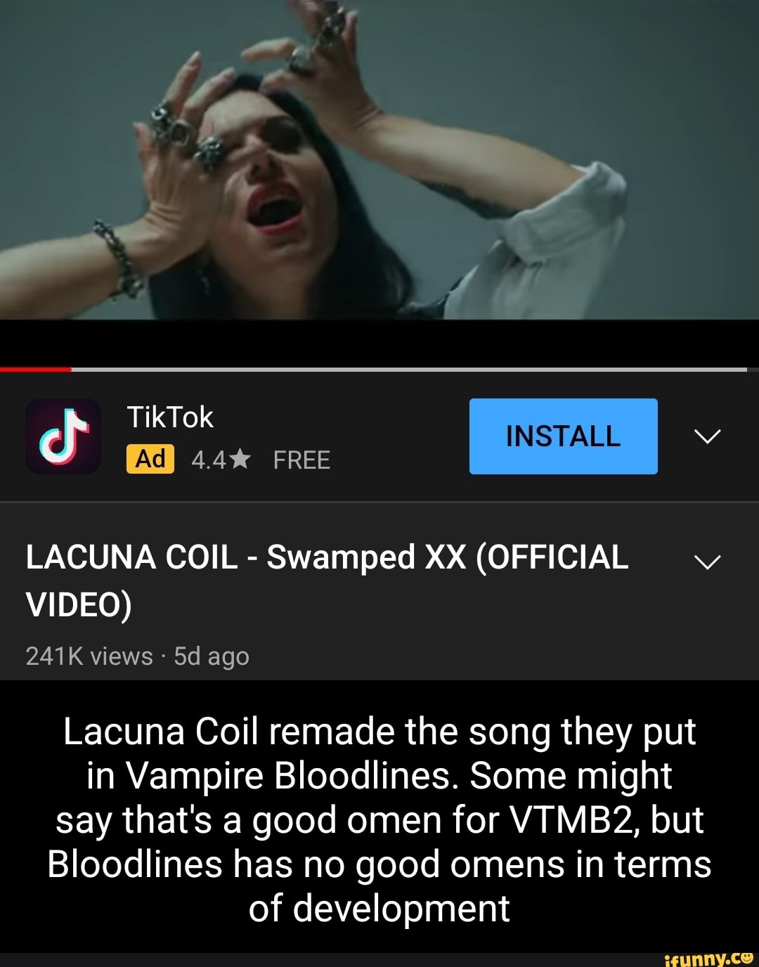 TikTok INSTALL I v FREE LACUNA COIL - Swamped XX (OFFICIAL VIDEO) 241K  views Sd ago Lacuna