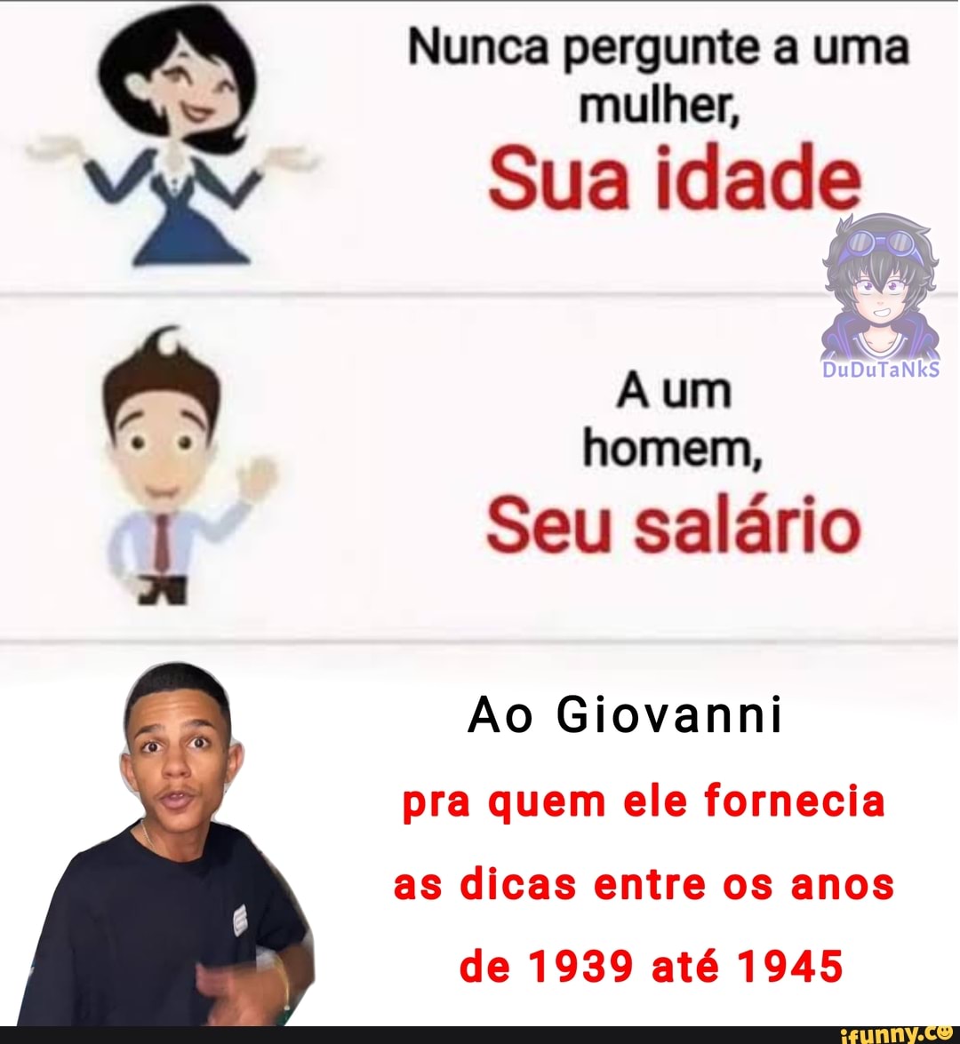 Nunca pergunte a uma mulher sua idade um homem o seu salário