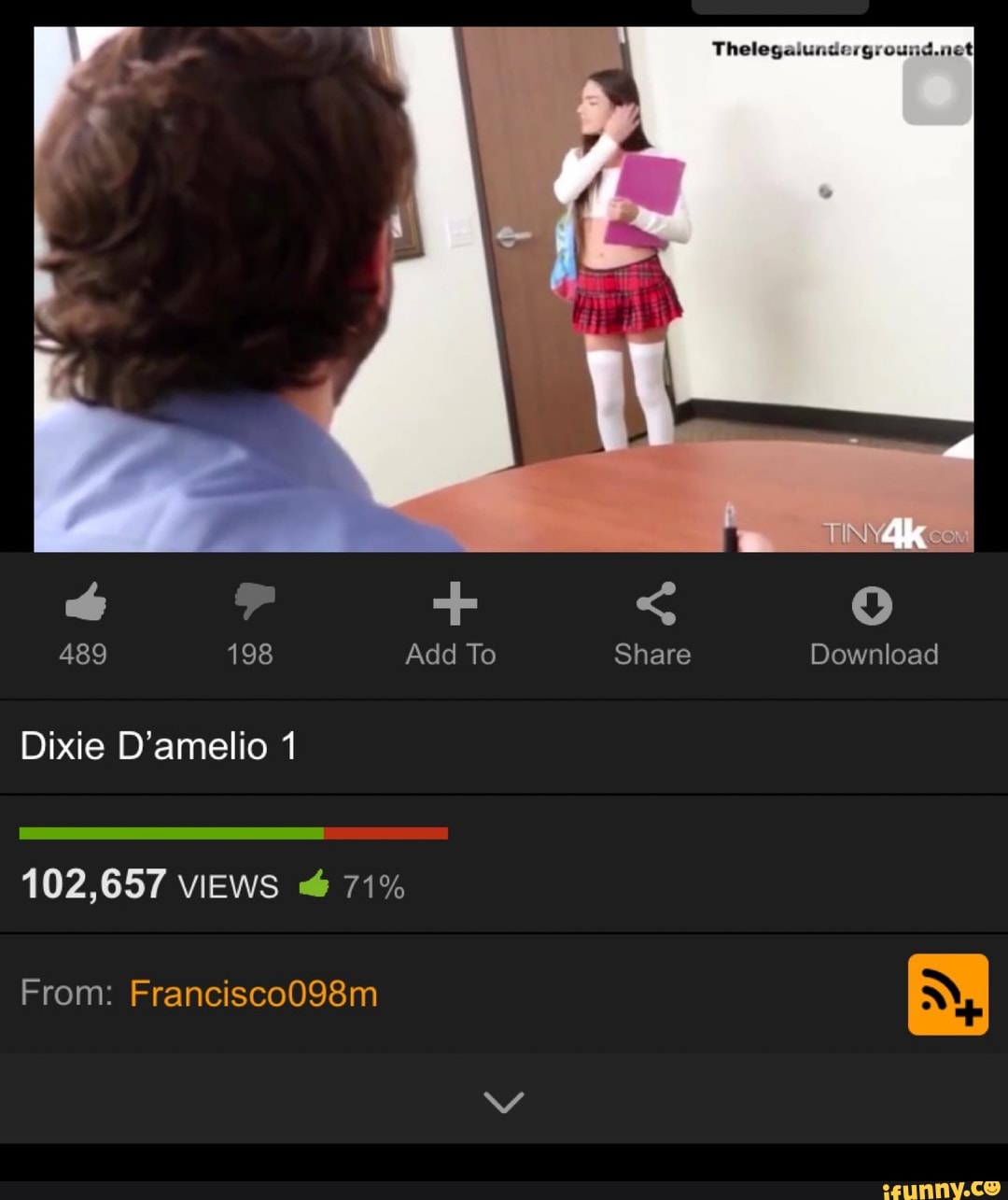 Wy TINS 489 198 Add To Share Download Dixie Damelio 1 102,657 VIEWS @ 71%  From: - iFunny Brazil