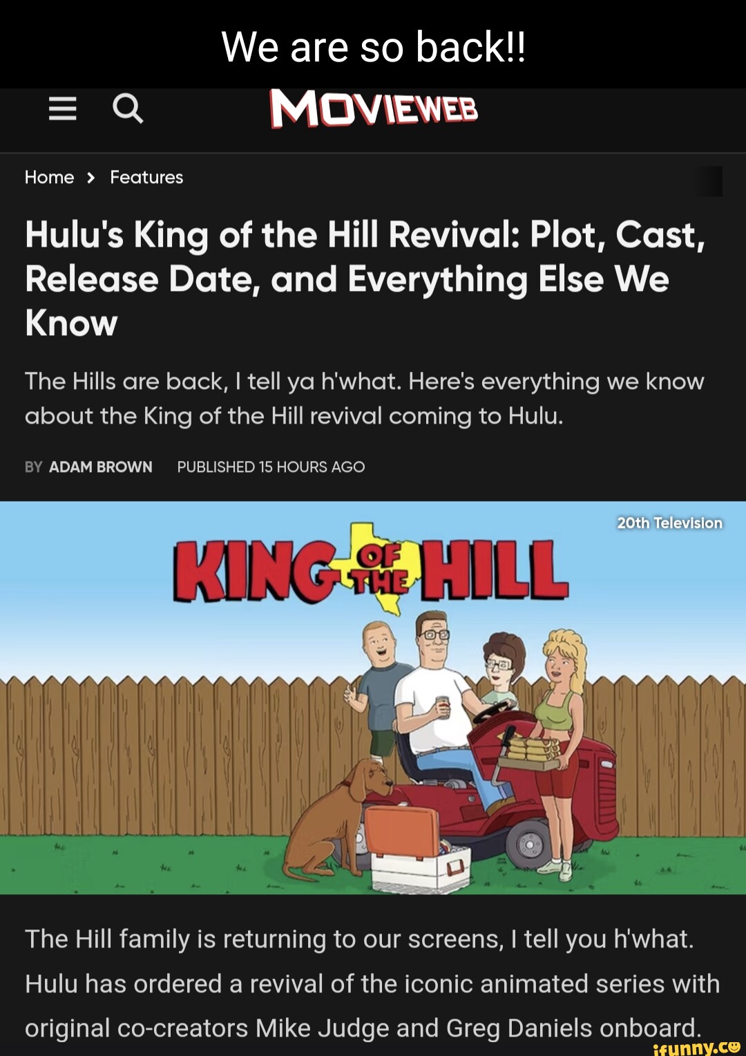 King of the Hill Revival Headed to Hulu