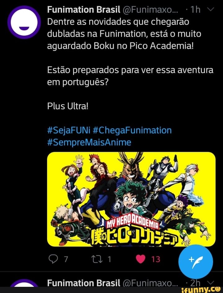 My Hero Academia Tudo Dublado Na FUNIMATION BRASIL - (Boku no Hero Dublado)  