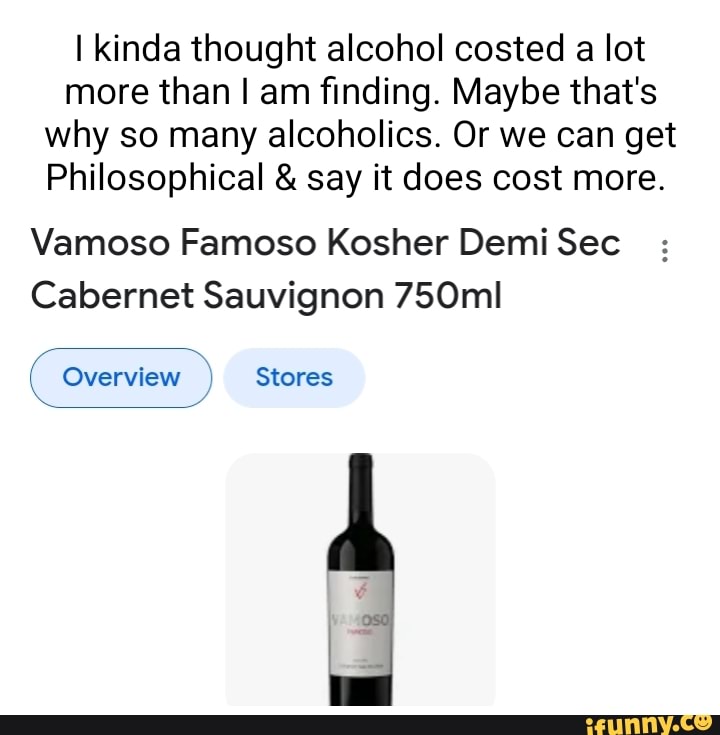 I kinda thought alcohol costed a lot more than I am finding. Maybe that
