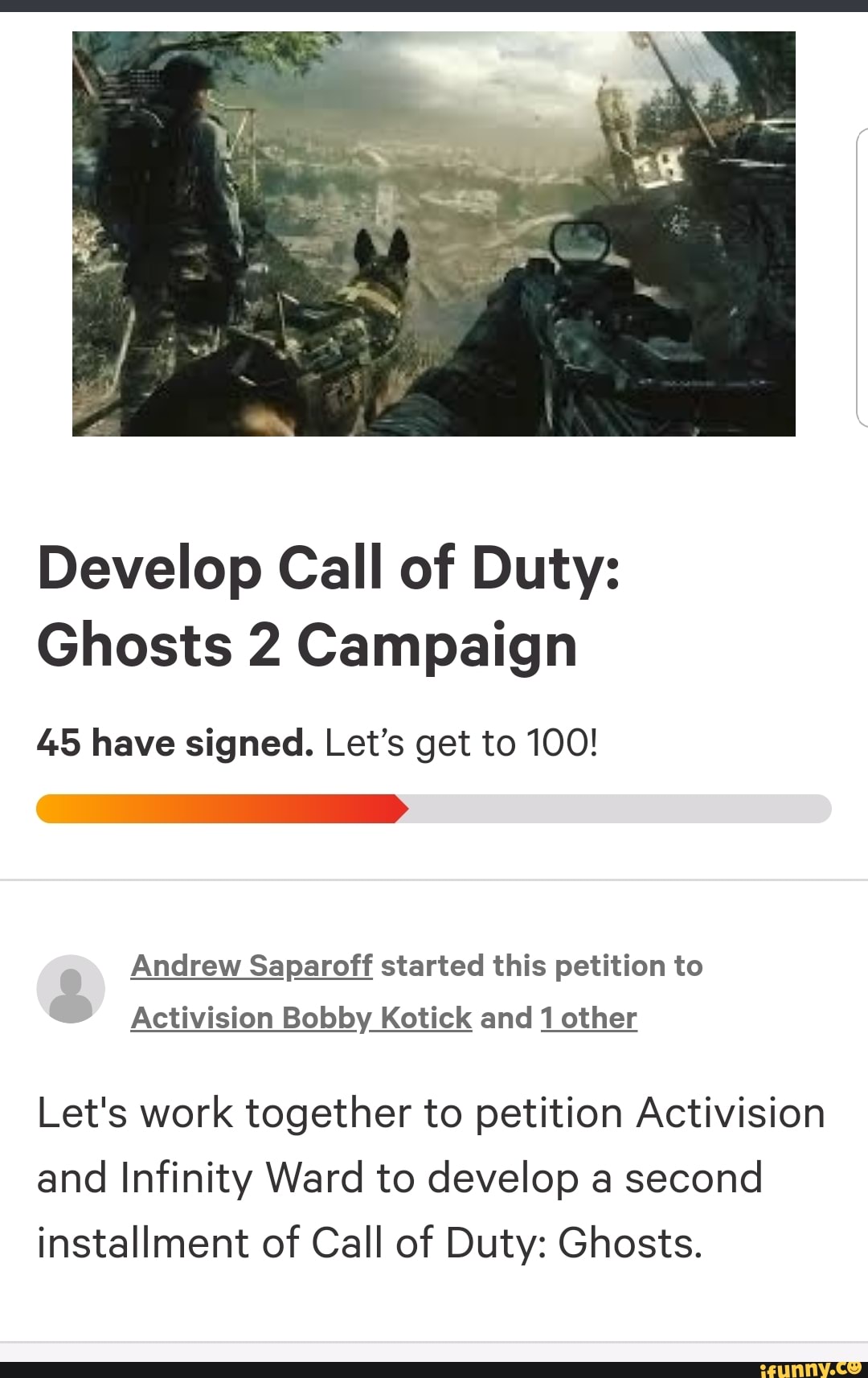 Petition · Make Call of Duty Ghosts 2 ·