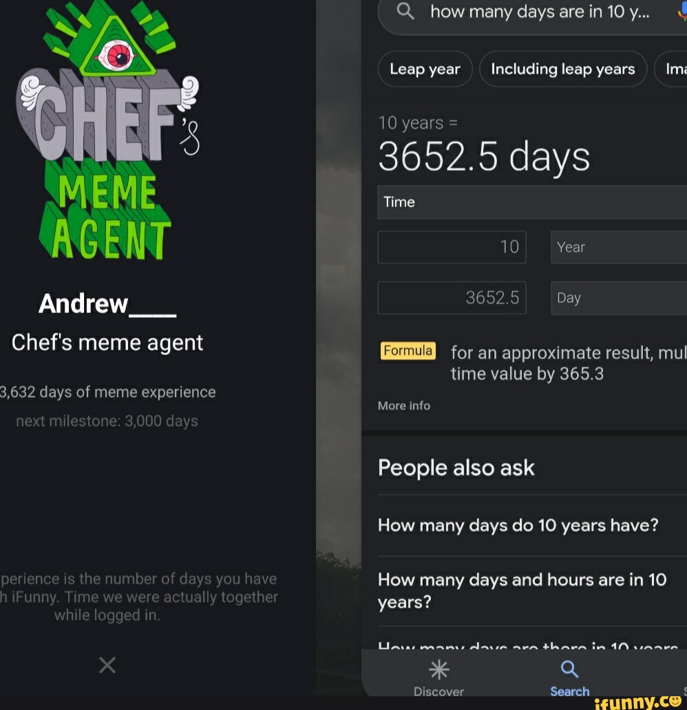 MEME AGENT Andrew Chef's meme agent 3,632 days of meme experience day ...