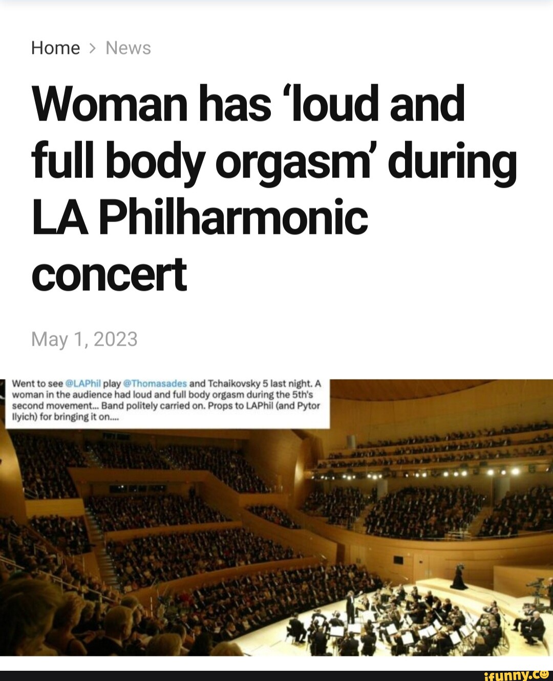 Home Woman has loud and full body orgasm during LA Philharmonic