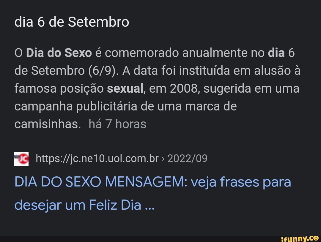 Dia do Sexo - 06 de setembro