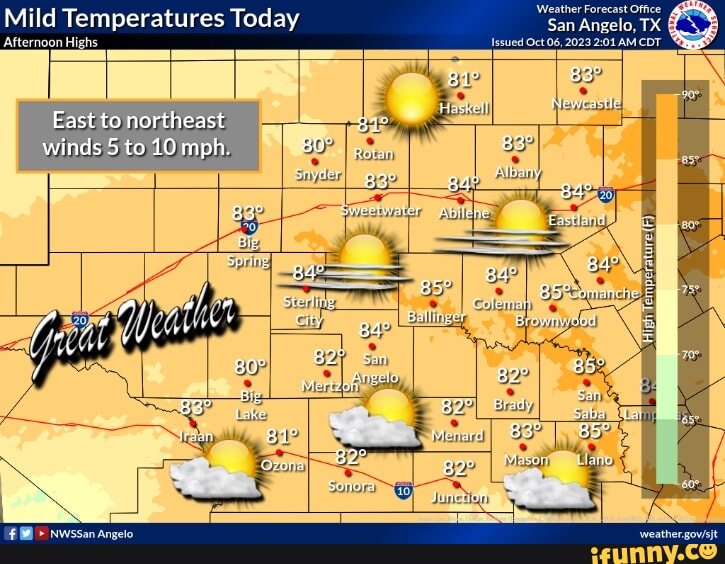 Mild Temperatures Today 'Afternoon Highs Weather For San Angelo ...