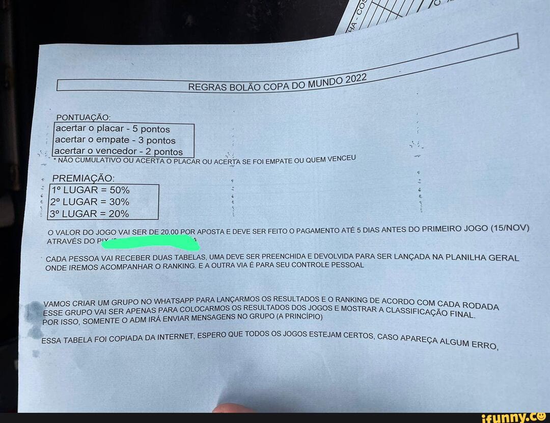 Planilha Copa do Mundo 2022 com Bolão 