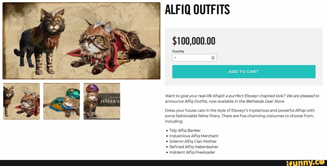 ALFIQ OUTFITS TAS Want to give your reallife Khajiit a purrfect