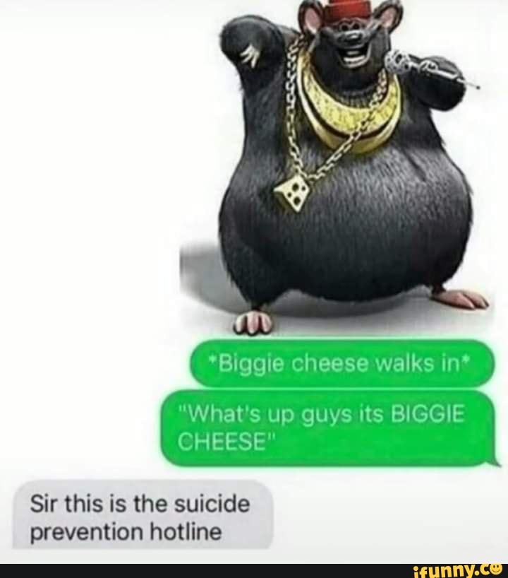 Biggie cheese walks in* What's up guys its BIGGIE CHEESE Sir this is the  suicide prevention hotline - iFunny Brazil