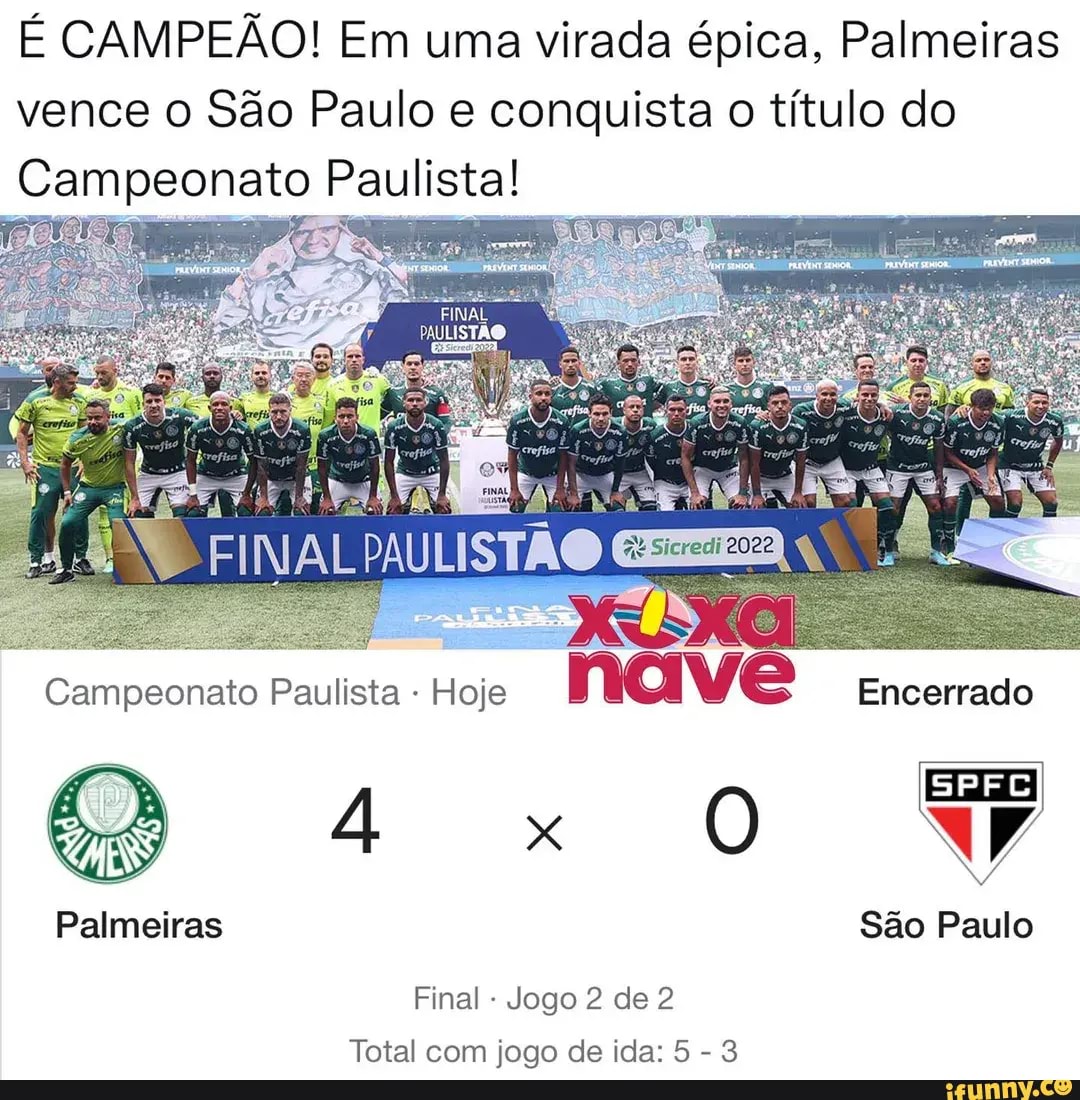 É CAMPEÃO! Em uma virada épica, Palmeiras vence o São Paulo e