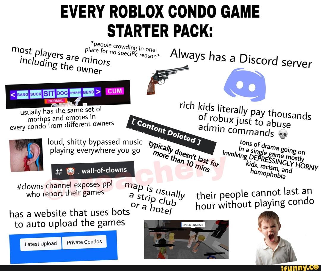 EVERY ROBLOX CONDO GAME STARTER PACK: lace pple Crowding in one TNO  specific reason* Most