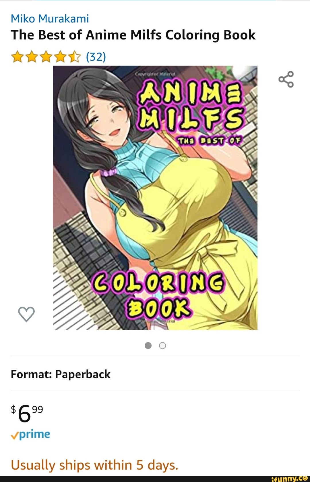 Miko Murakami The Best of Anime Milfs Coloring Book (32) Format: Paperback  vprime Usually ships within 5 days. - iFunny Brazil