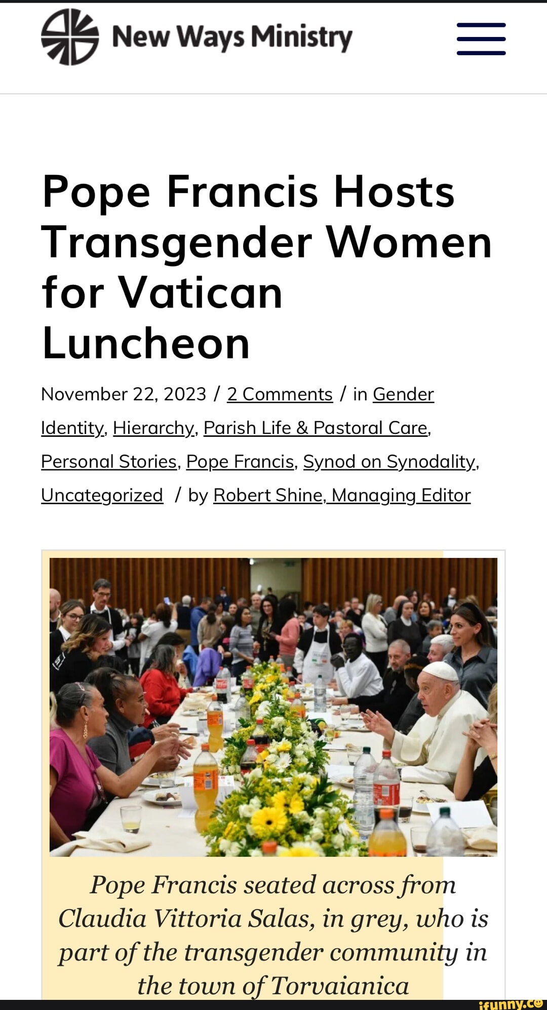 New Ways Ministry Pope Francis Hosts Transgender Women For Vatican ...