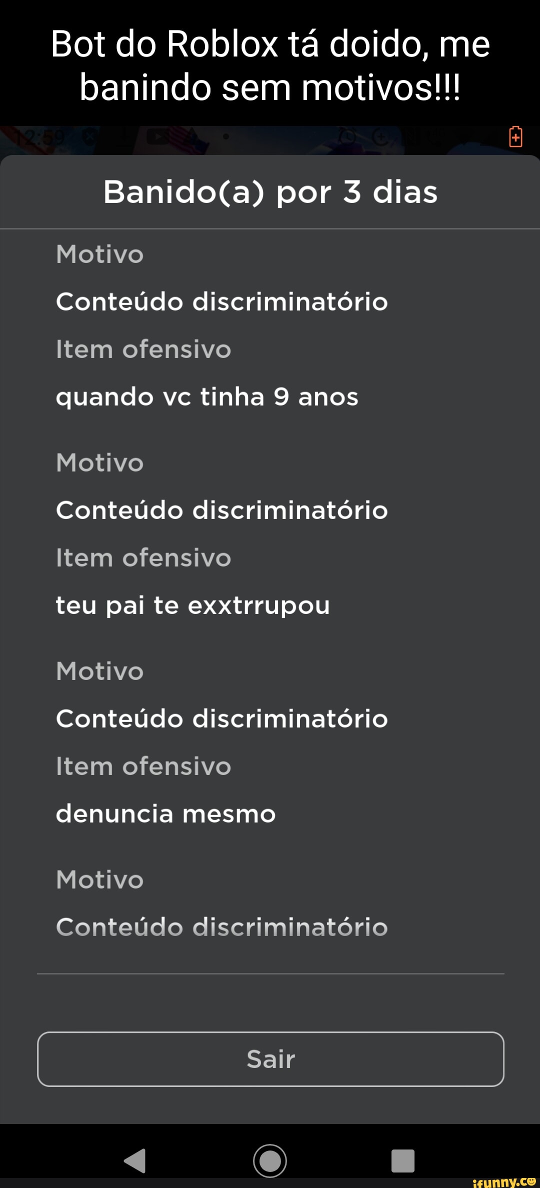 como saber quem te denunciou no roblox