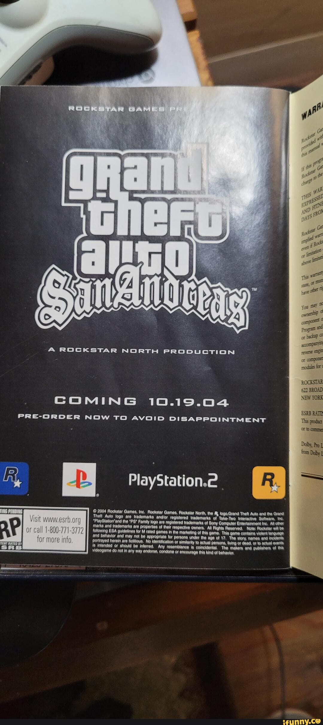 A ROCKSTAR NORTH PRODUCTION COMING 10.19.04 PRE-ORDER NOW TO AvolID  DISAPPOINTMENT PlayStation. .2004 logo