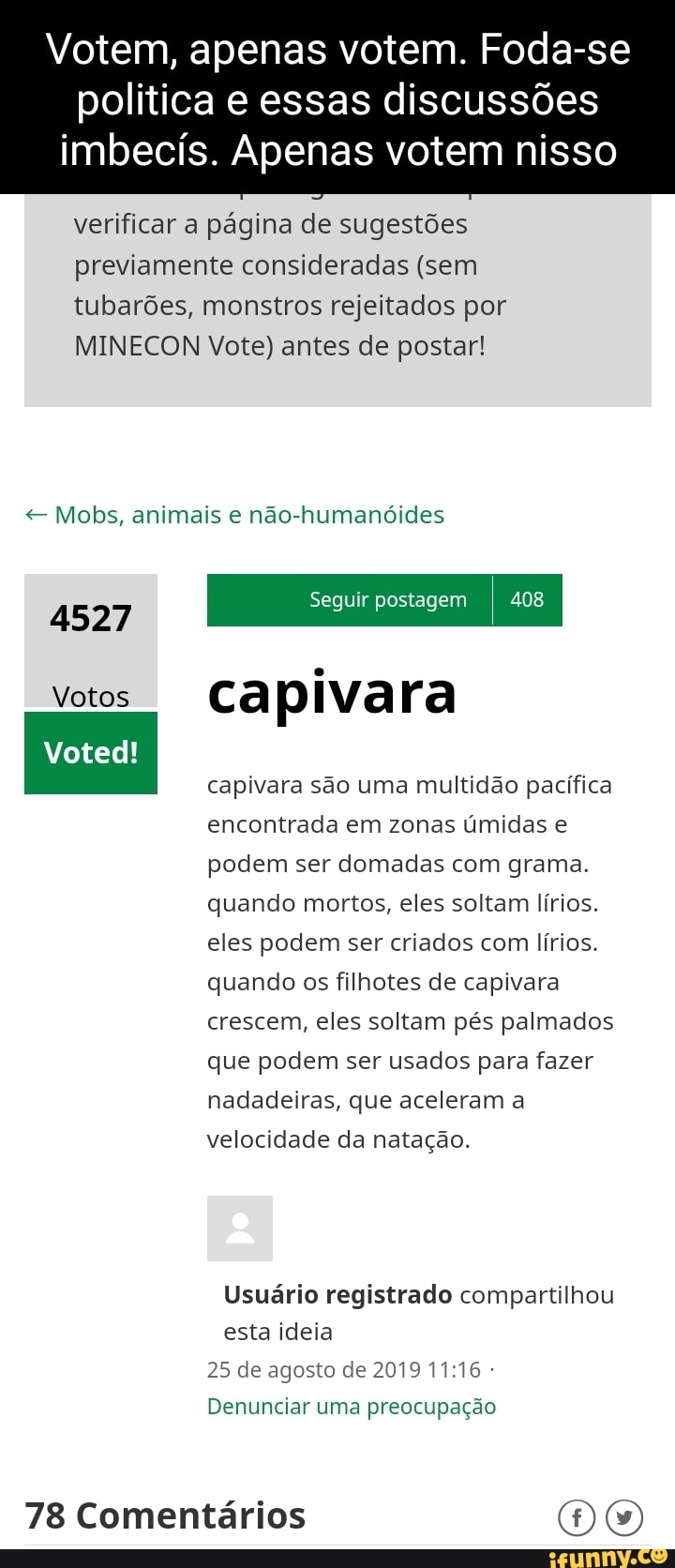 Os 3 mobs esquecidos da Minecon 2017. Ocorreu uma votação entre estes 3  mobse o mob que ganhou foi o Phantom, já estes não foram ao jogo até hoje.  - iFunny Brazil