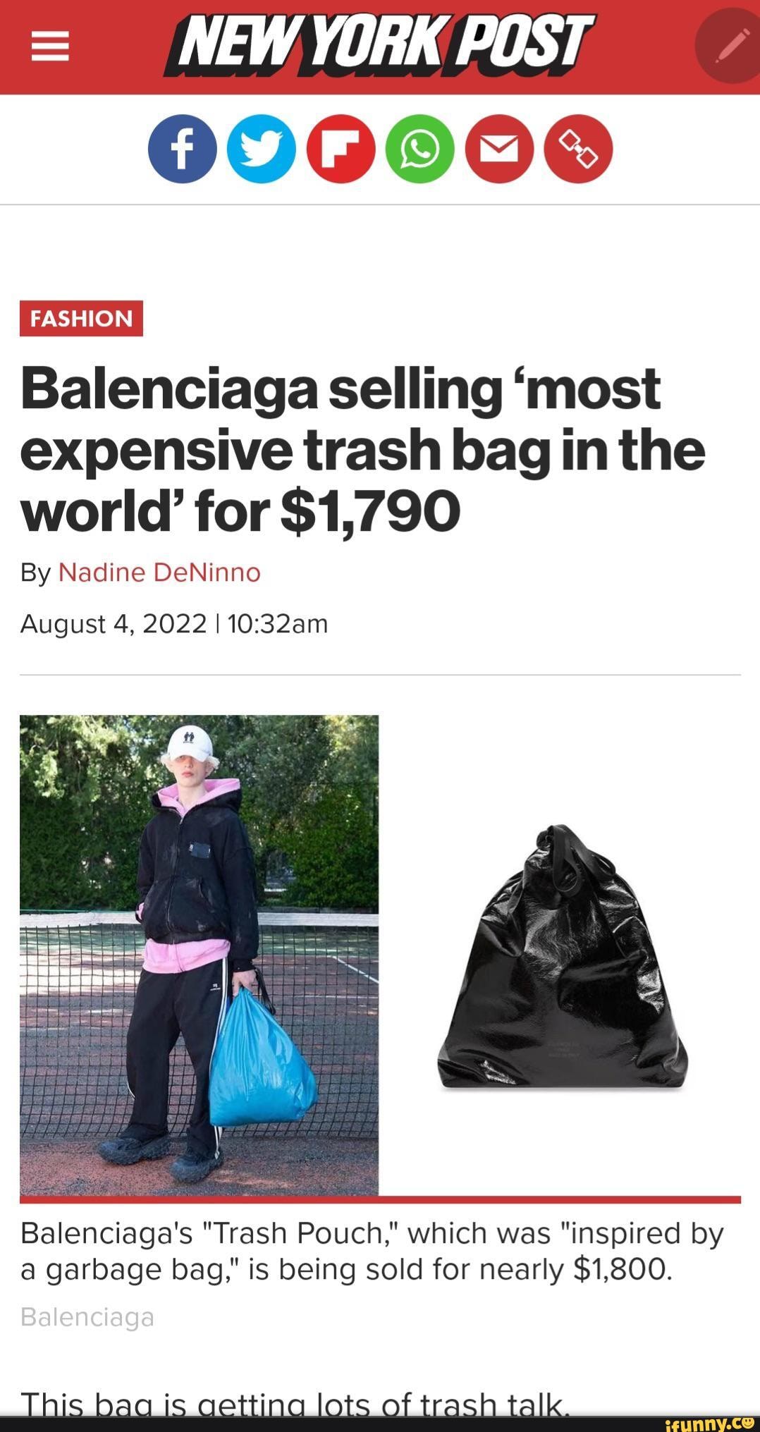 090000 FASHION I Balenciaga selling 'most expensive trash bag in
