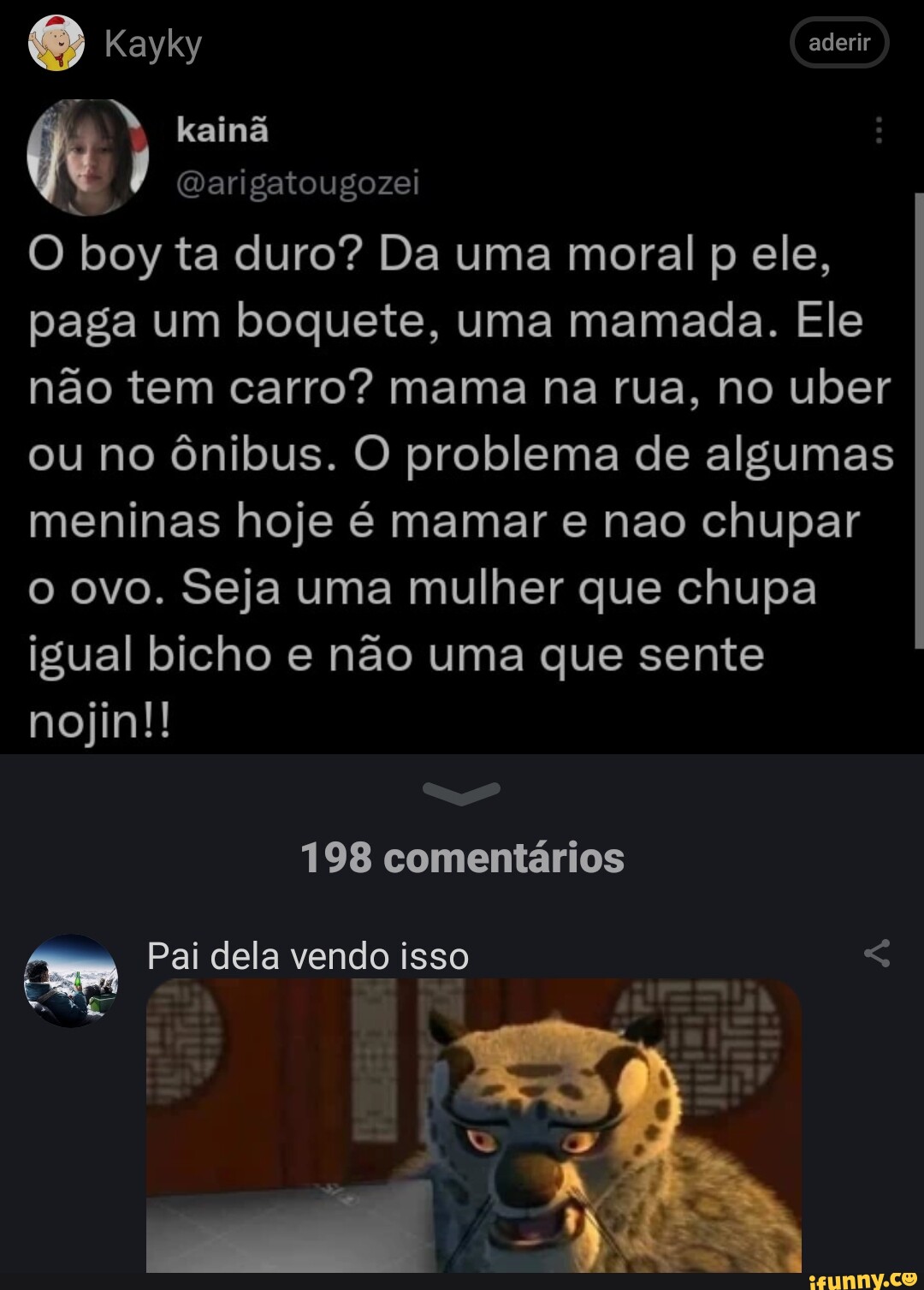 Kayky aderir kainã RA (Qarigatougozei O boy ta duro? Da uma moral p ele,  paga um