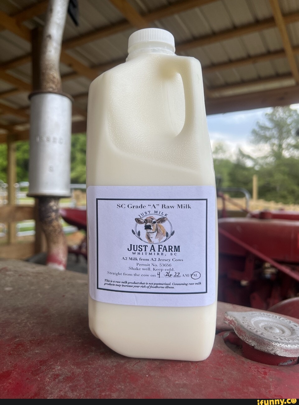 Raw Milk JUST Al FARM This ate milk produce risk of pasteurized ...