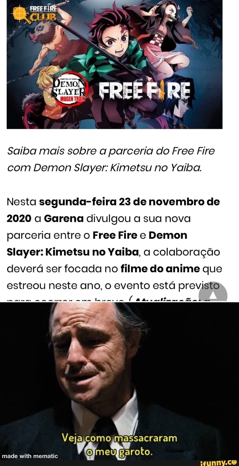 Free Fire terá uma parceria especial com Demon Slayer: Kimetsu no