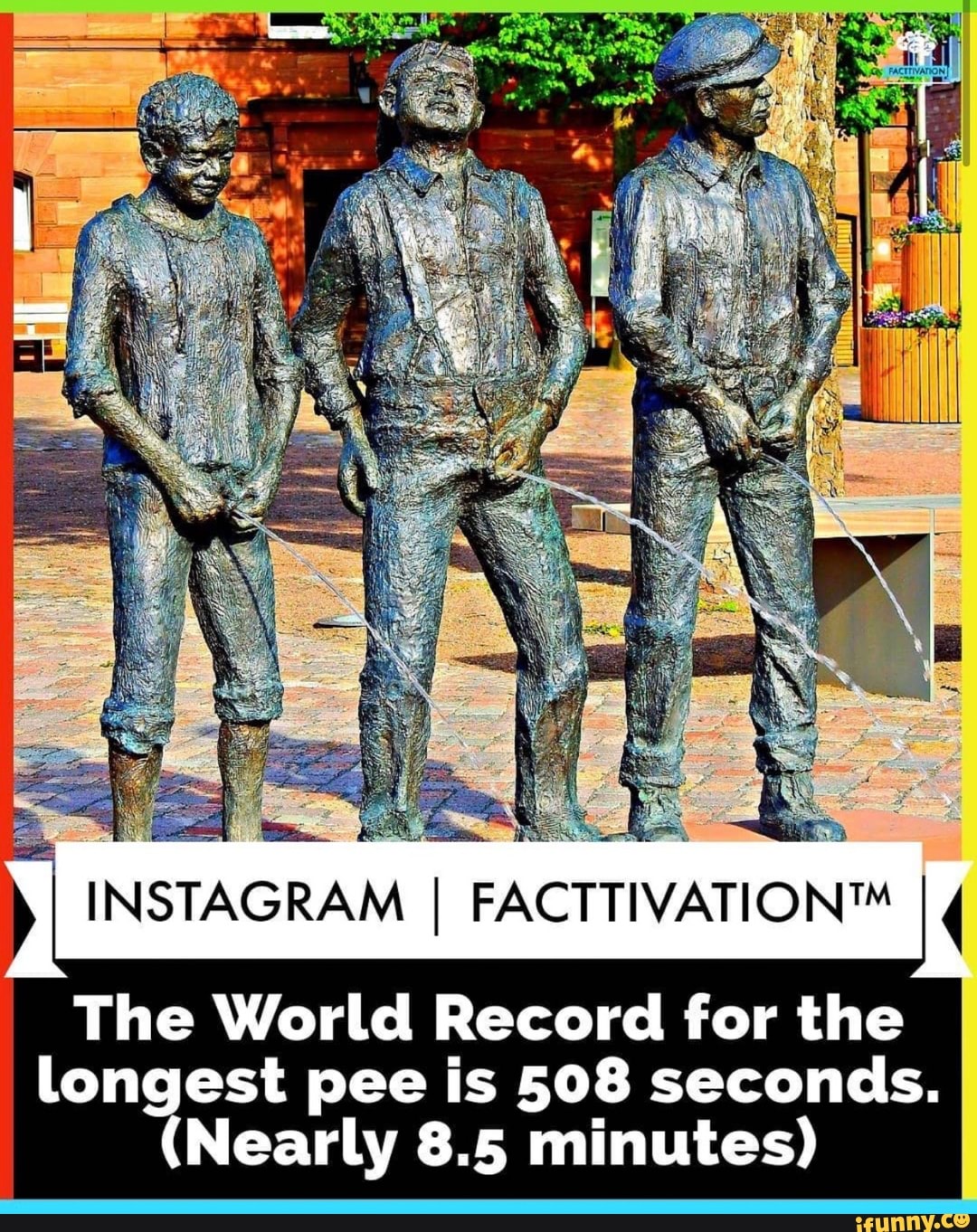 Nexo INSTAGRAM I FACTTIVATION™ 4 The World Record for the longest pee is  508 seconds. (Nearly 8.5 minutes) - iFunny Brazil