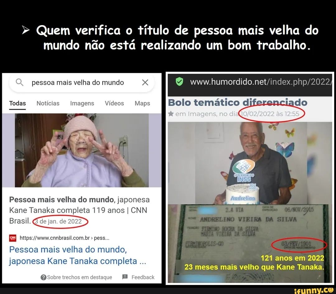 Quem verifica o título de pessoa mais velha do mundo não está realizando um  bom trabalho.