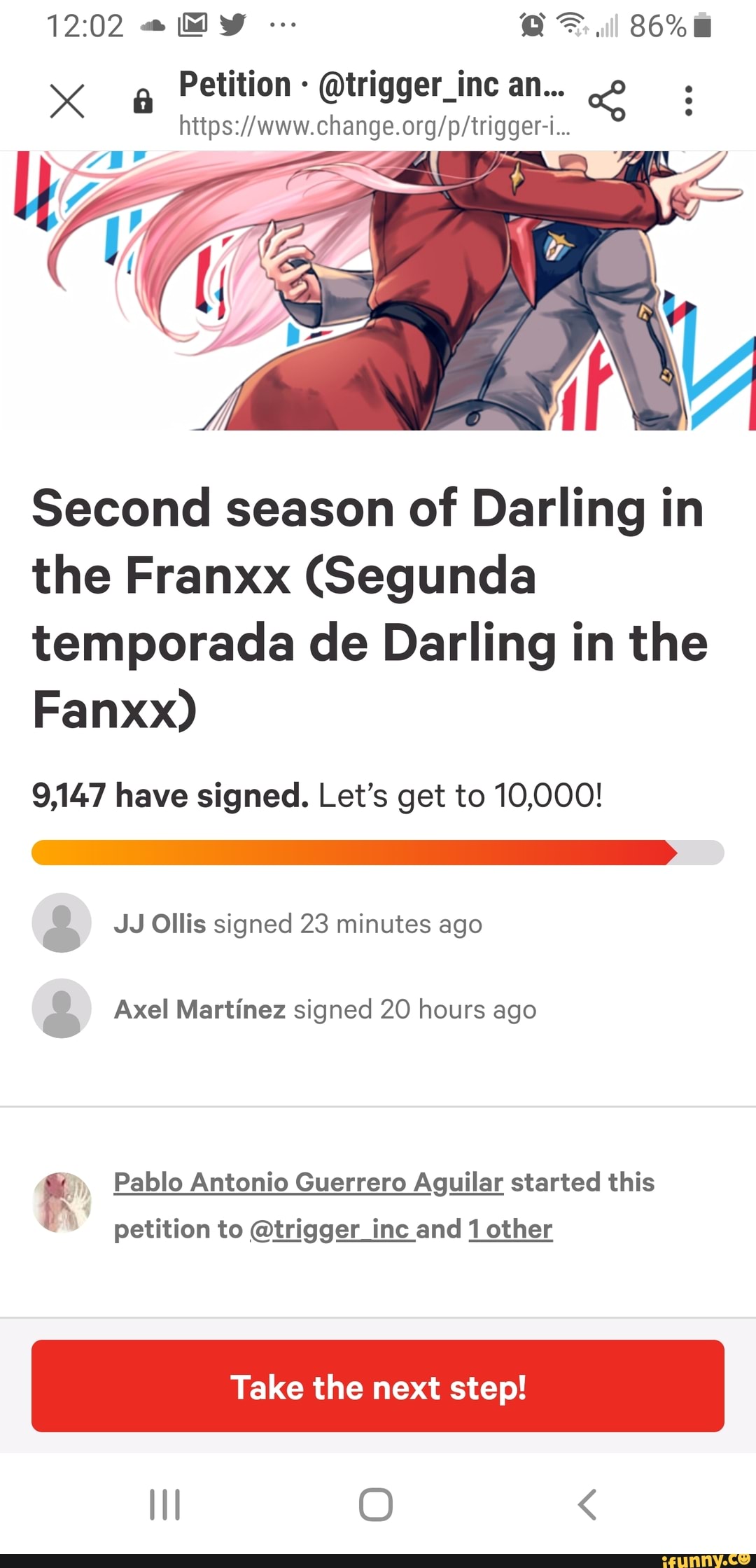 Petición · Second season of Darling in the Franxx (Segunda temporada de  Darling in the Fanxx) ·