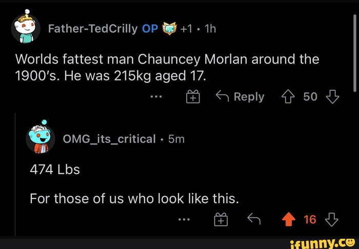 Worlds fattest man Chauncey Morlan around the 1900's. He was 215kg aged ...