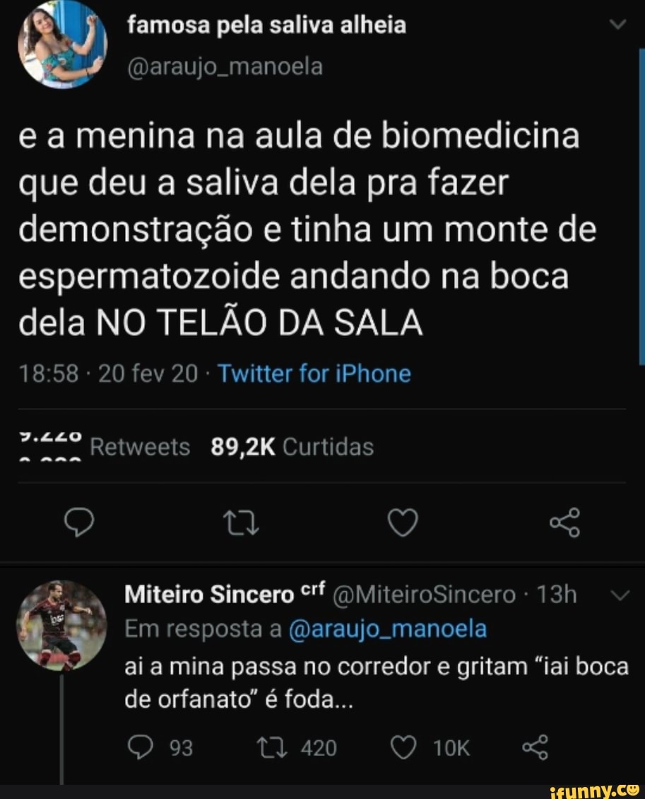 Famosa pela saliva alheia e a menina na aula de biomedicina que deu a  saliva dela